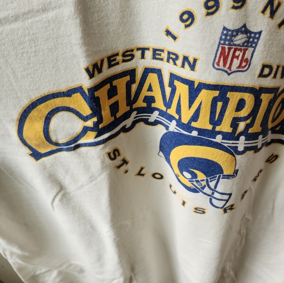 1999 St Louis Rams Western Division Champs T Shirt White Adult L Vintage - Picture 4 of 7